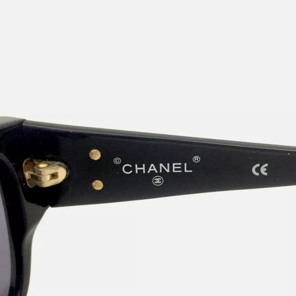 CHANEL 01453 CC LOGO BLACK SUNGLASSES VINTAGE/N2079 - Picture 6 of 10
